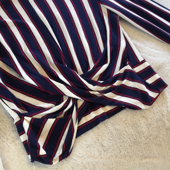 S, Navy, white, and red striped blouse - Picture 4 of 7